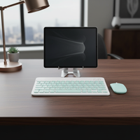 Conjunto de Teclado y Ratón Multicolor Compacto y Portátil, Teclado Inalámbrico Bluetooth Delgado, Ideal para iPad
