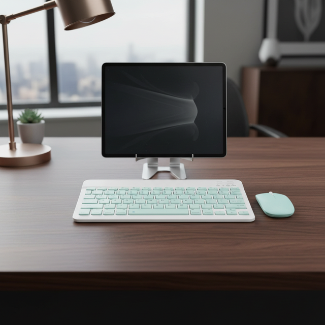 Compact & Portable Multicolor Keyboard & Mouse Set  Slim Wireless bluetooth Keyboard Ideal for ipad
