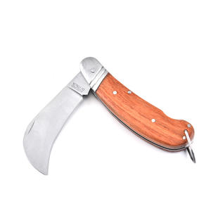 Couteau de greffage pliant Hawkbill avec manche en bois, outil de taille professionnel en acier inoxydable pour le jardin et l'extérieur - Product Image 3