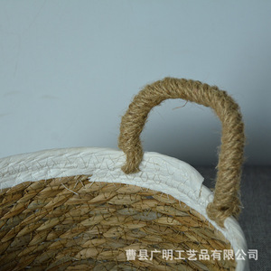 Woven Storage Basket Round Linen Color <b>Handmade</b> For <b>Clothes</b> And Vegetables - Product Image 5