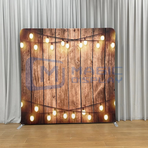 Toile tendue pour stand d'exposition 7,6 x 7,6 pieds, avec des paillettes sur le bois, toile de fond personnalisée avec logo, toile de fond pour mariage, bannière de toile de fond - Product Image 4