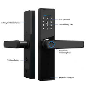टुया आधुनिक एंटी-चोरी फिंगरप्रिंट डिजिटल डोर लॉक थोक ब्लैक एल्यूमीनियम मिश्र होटल के लिए जुड़ा हुआ - Product Image 4