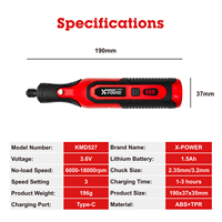 KMD527-P32B 3.6V Mini meuleuse Mini perceuse batterie au Lithium 3 réglage de la vitesse charge du fil type-c