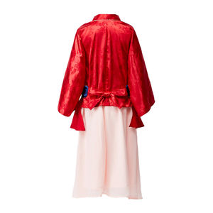 Disfraz de Princesa Mulán Hanfu Chino para Niñas, Top Rojo, Falda Beige, Patrón Floral, Accesorio de Sombrilla, Color Personalizado para Eventos Culturales - Product Image 2