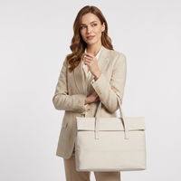 Sac fourre-tout blanc en PU avec fermeture à enroulement, sac à main résistant à l'eau, sac à bandoulière portable pour les voyages, le shopping et l'usage quotidien