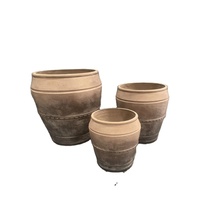 Set Pot Bunga Terakota Rustic untuk Taman Luar Ruangan, Cocok untuk Tanaman Bunga dan Tanaman Hijau