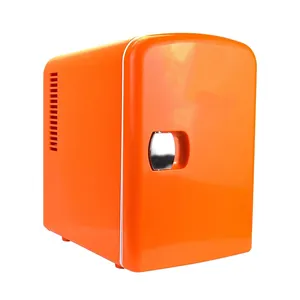 ミニ冷蔵庫ポータブルスキンケア冷蔵庫4L6缶クーラーとウォーマー小型冷蔵庫環境にやさしいオレンジ