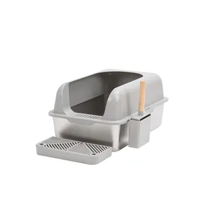 Stainless Steel Pet Litter Box Widened Thickened Easy Clean Enclosure Cat Toilet With High Side