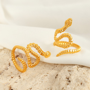 Snake Shape Gold Plated <b>Ring</b> <b>Adjustable</b> Unisex Fashion Jewelry Gift - Product Image 1