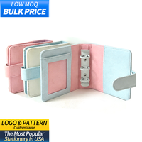 Carnet à feuilles mobiles color-block avec couverture en cuir PU, mini carnet à 3 anneaux