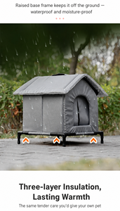 Casa Elevada para Mascotas de Tela Oxford Impermeable, Cama Portátil para Gatos con Espuma Gruesa y Aislamiento de Lámina de Aluminio - Product Image 2