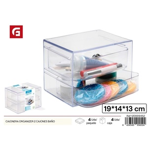 Organizer da bagno in plastica a 2 cassetti-Organizer e portaoggetti