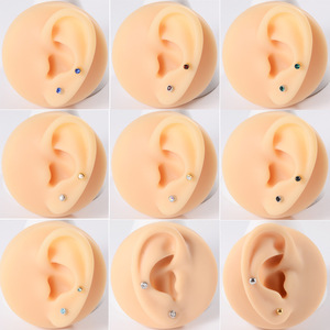 स्टरलाइज्ड सोने-प्लेटेड कान पिरसिंग किट हाइपोएलर्जेनिक सर्जिकल स्टील स्टड स्पष्ट सीज़ क्रिस्टल कान बॉडी ट्रेंडी डायमंड ज़िरकॉन - Product Image 5