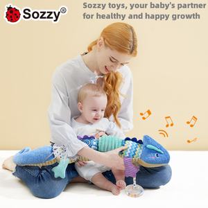 कस्टम संवेदी पशु सुखदायक नरम प्लश रश रटल्स क्रेल ट्यूमर समय खिलौने कैटरपिलर संगीत भरा खिलौना - Product Image 3