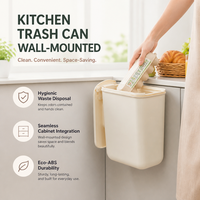Moderne hangende prullenbak voor aan de wand, keuken, badkamer of toilet, geschikt voor in de kast.