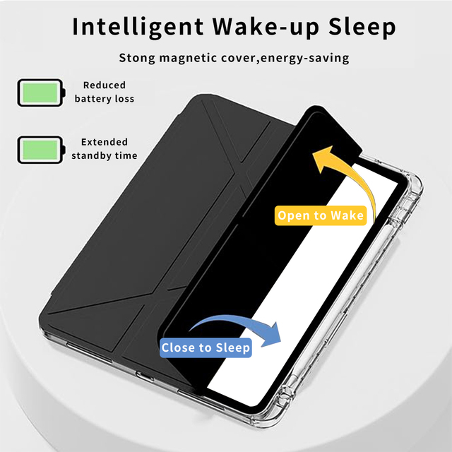 Slim Y Fold/Trifold Smart Wake/Sleep Magnetic Shockproof PU Leather Clear PC TPU Cover for SAMSUNG Tab S9/S9 FE Tablet Case