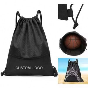 420d Polyester Sports Storage Drawstring Bags Custom Logo Fitness Drawstring Bag With Zipper Pocket Promotion Drawstring Bag - Product Image 5