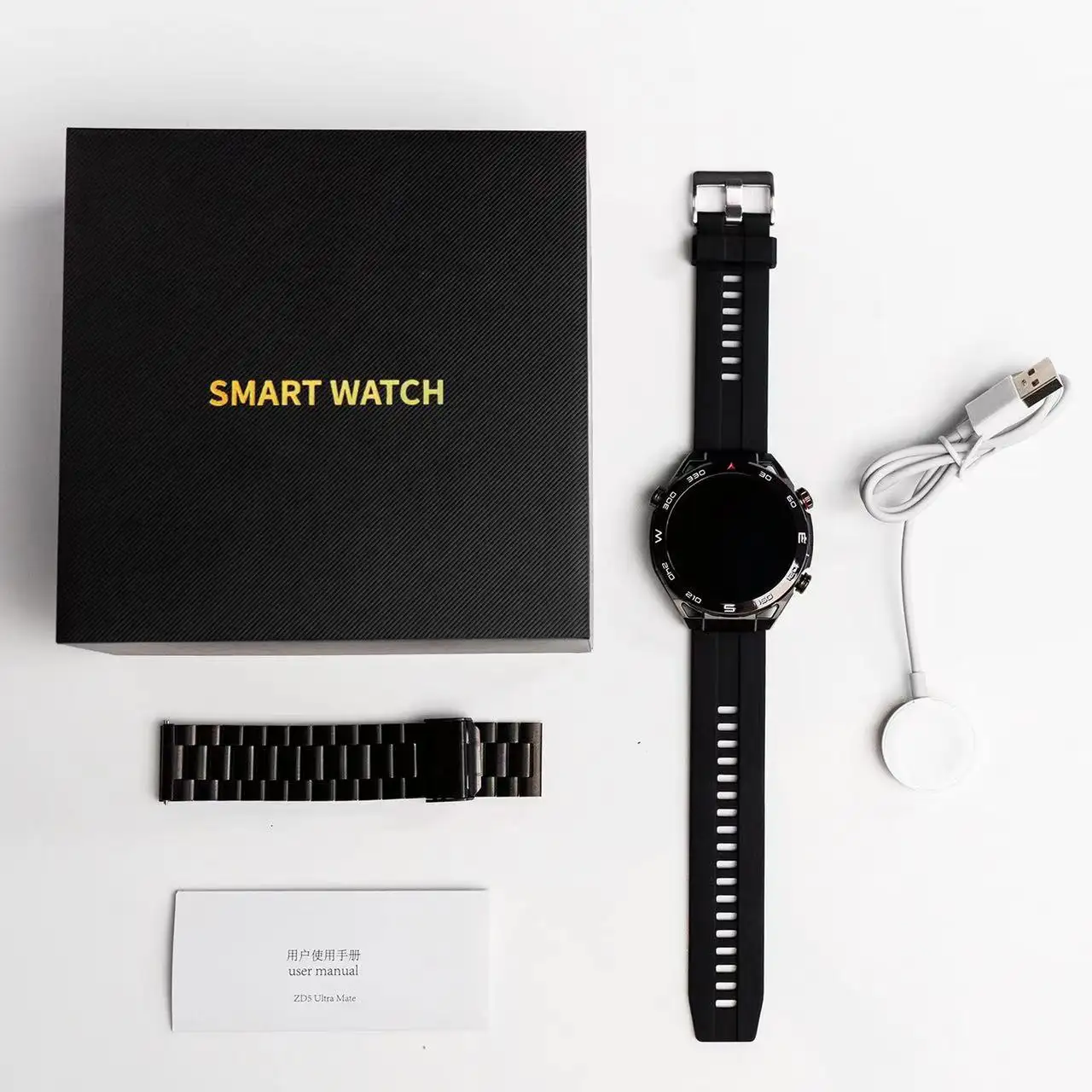 ZD5นาฬิกาอัจฉริยะ ultra Mate สำหรับนักธุรกิจชาย1.5นิ้ว3ปุ่ม ZD5 UM นาฬิกาสแตนเลสสตีลสีทองหรูหรา