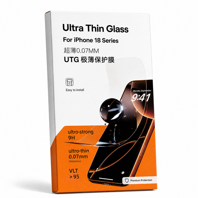 0.03mm 0.07mm Ultra Thin Glass Phone Screen Protector for iPhone 18 Series 0.03mm 0.07mm Flexible UTG Screen Protector 95%