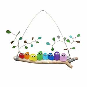Sea Glass Bird Decor Hanging <b>Ornament</b> For Interior Decoration Irregular Shape Multicolored Acrylic Version - Product Image 3