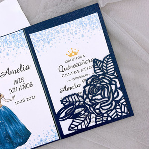 Tarjeta de Invitación Personalizada con Flores Recortadas en Papel 3D Ecológico, Diseño Hueco, para el Día de la Madre - Product Image 3
