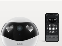 Robot intelligent pour animaux de compagnie Ebo Air 2 avec caméra HD 2K, recharge automatique, contrôle à distance par application pour la surveillance à domicile, jouet interactif et de mouvement