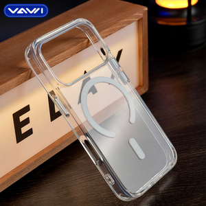 VAWI C028 Étui rigide transparent en PC antichoc pour <span class=keywords><strong>iPhone</strong></span> 12 <span class=keywords><strong>13</strong></span> 14 15 16 17 <span class=keywords><strong>Pro</strong></span> Max Étui de téléphone magnétique transparent avec boutons métalliques - Product Image 1