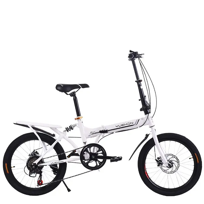 20 inch folding bike adults white bicycle with dual disc brake