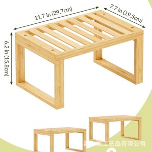 Estante de almacenamiento de madera de 2 niveles, organizador de escritorio para suministros de oficina y libros - Product Image 4