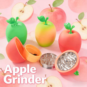 Jinlin New Classic Large Size 77mm-4 Apple Design Dry Herb <b>Grinder</b> <b>Plastic</b>&Zinc Box - Product Image 1