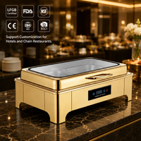Ensemble de réchauds électriques modernes en acier inoxydable pour hôtel, couleur or, argent, or rose, pour buffet, ensemble de chauffe-plats de luxe