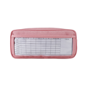 Étui à crayons en tissu rose pour l'école et le bureau avec double fermeture éclair - Product Image 2