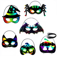 28 masques éducatifs à gratter colorés pour Halloween, jouet de graffiti DIY pour les 7-14 ans