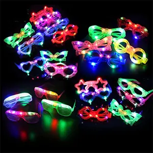 Óculos de led de 7 formatos, 6 leds brilham no escuro, para festa, suprimentos para crianças, adultos, lentes de brinquedo para aniversário, natal