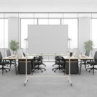 Tableau blanc mobile magnétique pliable double face effaçable à sec, surface laquée/émaillée, cadre en métal aluminium