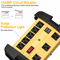 Stop Kontak Ekstensi Bersertifikasi ETL 1800J Surge Rating 15A dengan 8 Stop Kontak dan 2 Port USB untuk Penggunaan Rumah Tangga/Kegunaan Umum