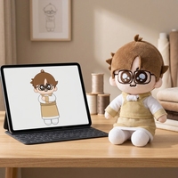 Boneka Plush Kawaii Custom Kacamata Bulat Rompi Berlapis Figur Isi Kapas PP Lembut