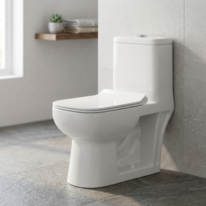 Cyclone Flushing Indian Bathroom Villa Square Full <b>Back</b> Touch Wall Rimless One Piece Water Closet - Product Image 4