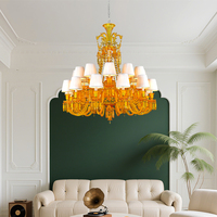 Livraison rapide décoration intérieure de luxe grand lustre en cristal Loft appartement jaune suspension pour Hall hôtel maison