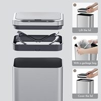 Poubelle intelligente ELPHECO 13L/20L en acier inoxydable avec capteur et couvercle étanche pour une utilisation en intérieur dans la chambre, le bureau, la salle de bain