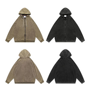 Sudadera con capucha para hombre KingSen, al por mayor, de alta calidad, transpirable, con lavado ácido, bordado digital, con cremallera, 100% algodón, estilo urbano, para invierno - Product Image 1