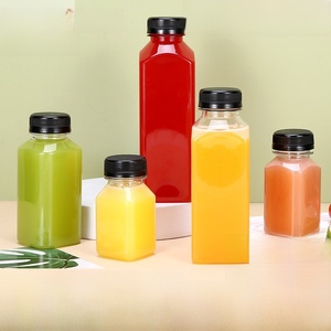 Bottiglia per Bevande in Plastica PET Trasparente Personalizzata all'Ingrosso, 38 <span class=keywords><strong>ml</strong></span>, Quadrata, per Tè al <span class=keywords><strong>Latte</strong></span>, con Coperchio, Bottiglia per Succhi - Product Image 1