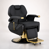 Fauteuil de Barbier Inclinable de Luxe Doré, Chaise de Salon Hydraulique avec Châssis Extra-Large de 65 cm pour Hommes, Grande Chaise de Barbier pour Salon de Coiffure