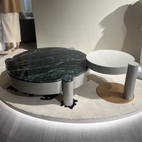 Runder Couch tisch aus natürlichem Marmor Wohnzimmer Italienisches Licht Luxus High-End Design Luxus Stein größe Runder Couch tisch