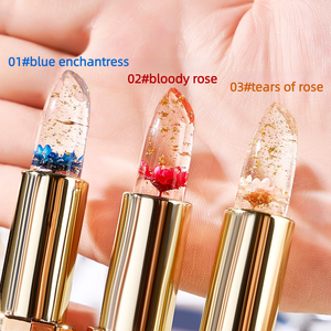 <span class=keywords><strong>Gloss</strong></span> à lèvres en gros changeant de couleur avec pétales de fleurs en feuille d'or, texture gelée, hydratant, longue tenue, non transférable, personnalisable - Product Image 2