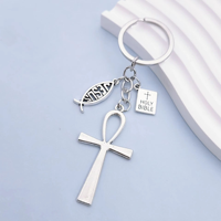 Porte-clés en acier inoxydable avec logo personnalisé, texte, croix de la Résurrection, Jésus, Bible sacrée, artisanat religieux en métal, lettre