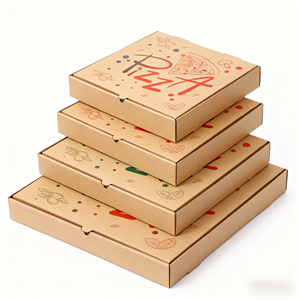 Caja de pizza Logotipo personalizado Caja de papel de grado alimenticio de dibujos animados elegante con logotipo Tienda de pizza Caja de embalaje de alimentos - Product Image 6