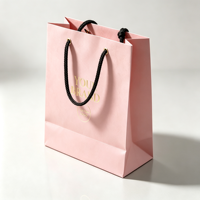Sacs cadeaux de luxe personnalisés avec logo rose mat, laminés, en papier, avec dorure à chaud, réutilisables, imperméables et écologiques