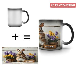 <b>Ceramic</b> Blank Mug 11oz Frosted Black Heat Changing Magic Drinking <b>Cup</b> - Product Image 4