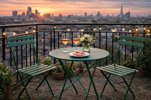 <span class=keywords><strong>Set</strong></span> Bistrot Pieghevole in Acciaio a 3 Pezzi, Arredo Compatto da Giardino per Patio <span class=keywords><strong>e</strong></span> Balcone - Product Image 2